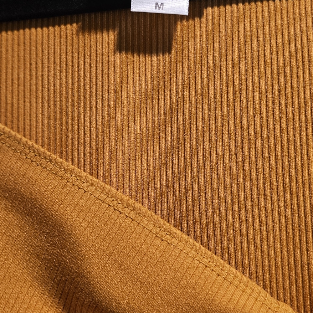 Vixen by Micheline Pitt Mustard Tie-Front Crop Top - Picture 3 of 3